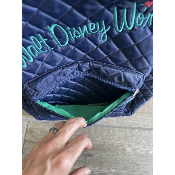 Disney Parks exclusive blue quilted embroidered Minnie Mickey backpack EUC HTF - Picture 4 of 9